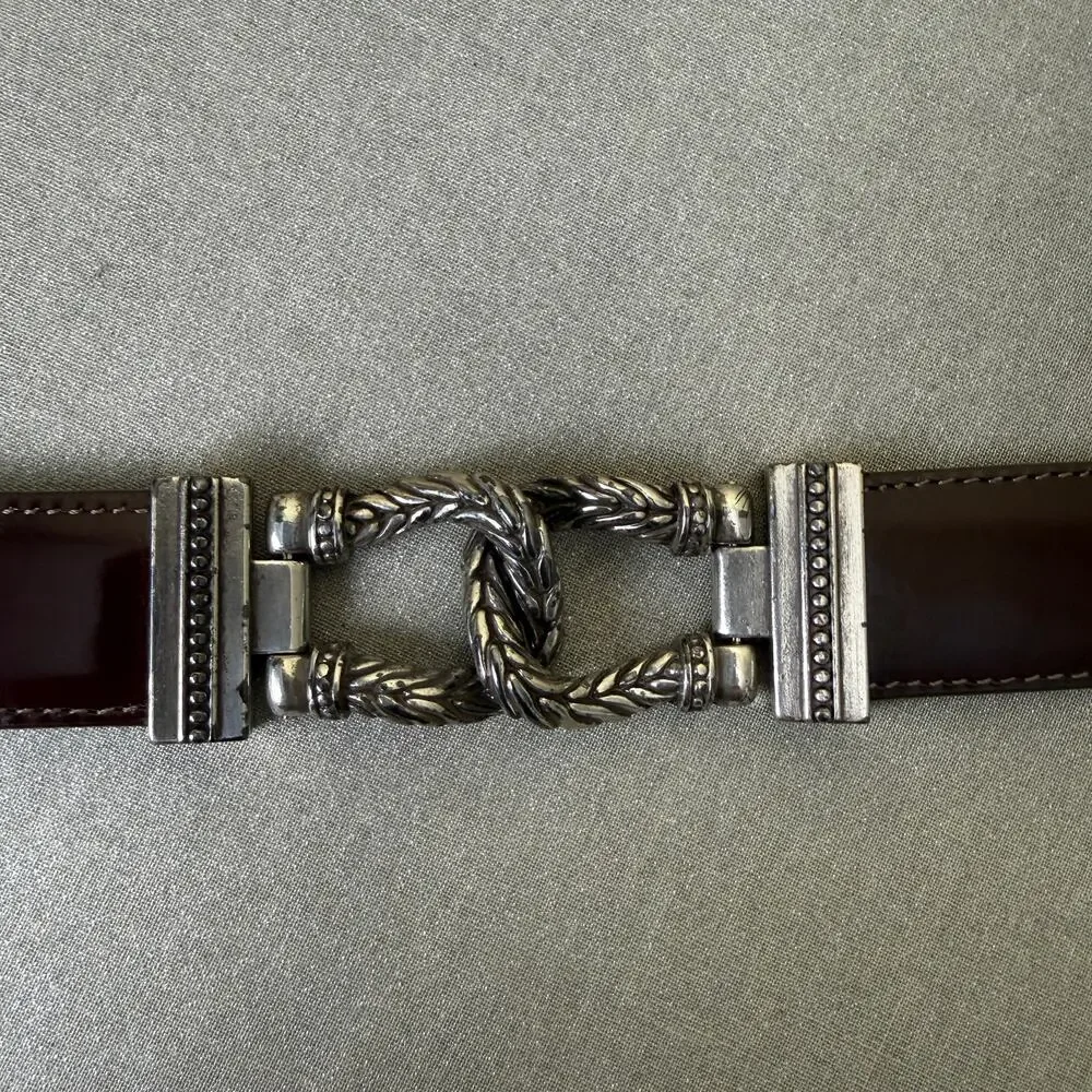 Vintage 1993 Brighton Brown Leather Belt S Silver Western Buckle USA Made